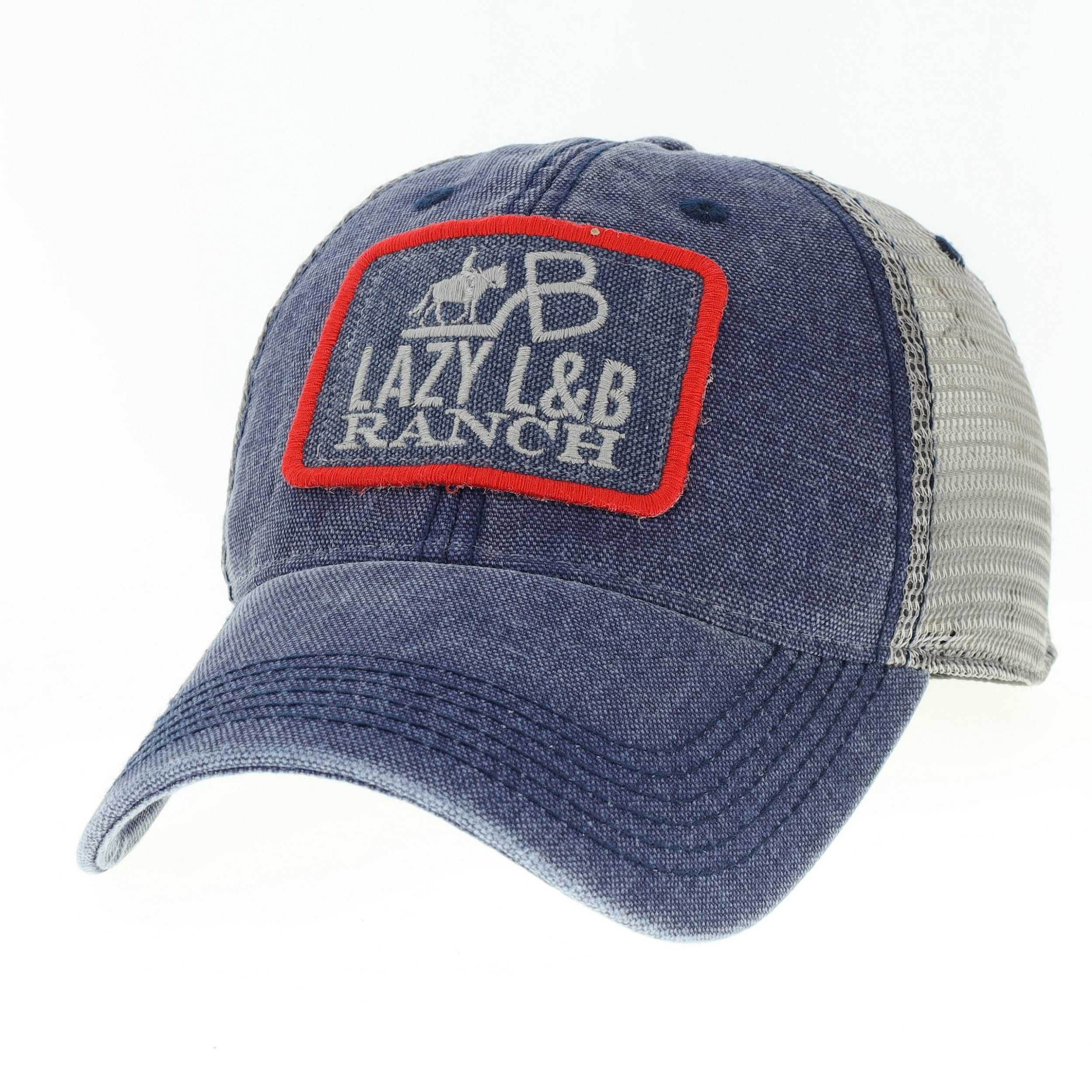 Embroidered Patch Trucker Hat - Blue