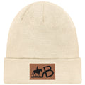Leather Patch Beanie - White