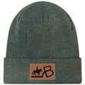 Leather Patch Beanie - Heather Grey