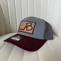 Leather Patch Trucker Hat - Maroon